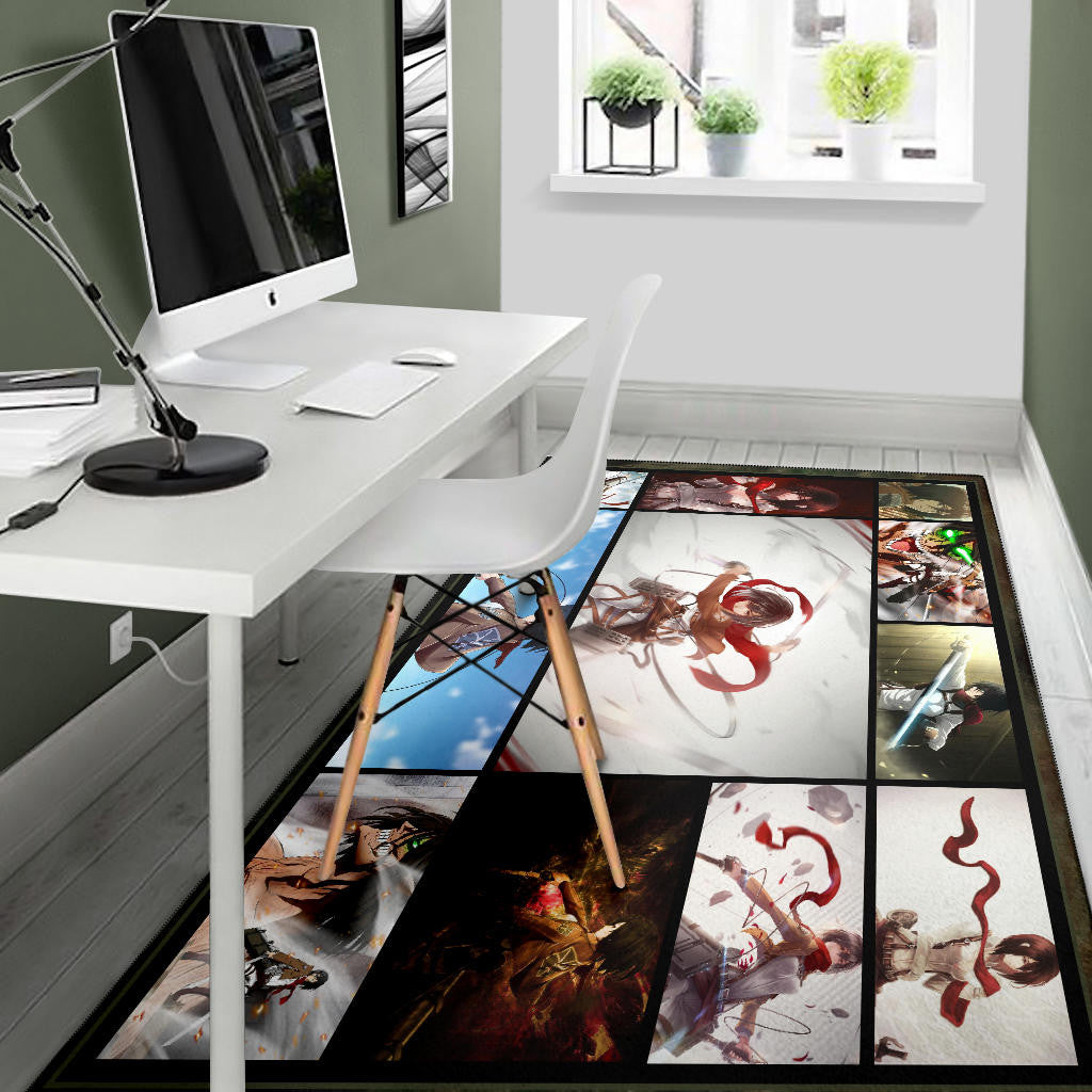 Mikasa Ackerman Attack On Titan Area Rug Anime Home Decor Custom For Fans NA031802