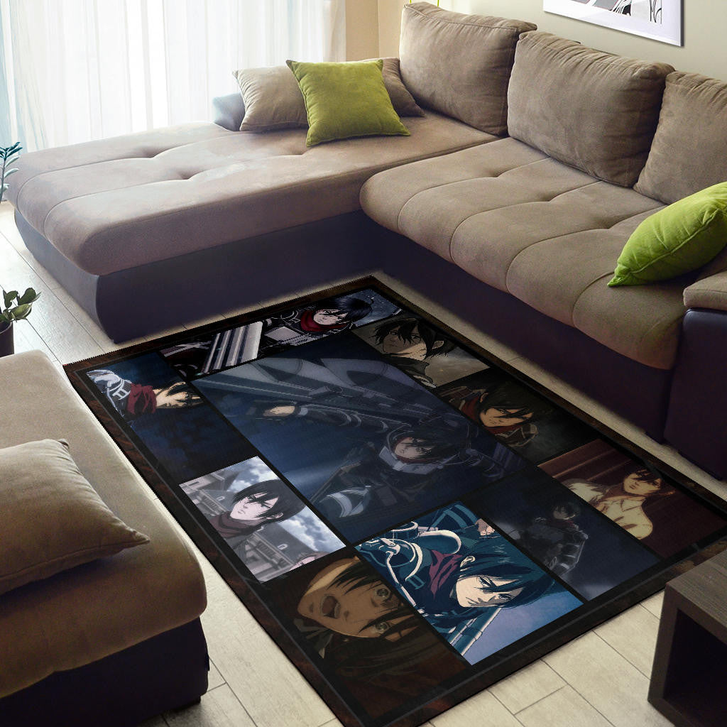 Mikasa Ackerman Attack On Titan Area Rug Anime Home Decor Custom For Fans NA031803