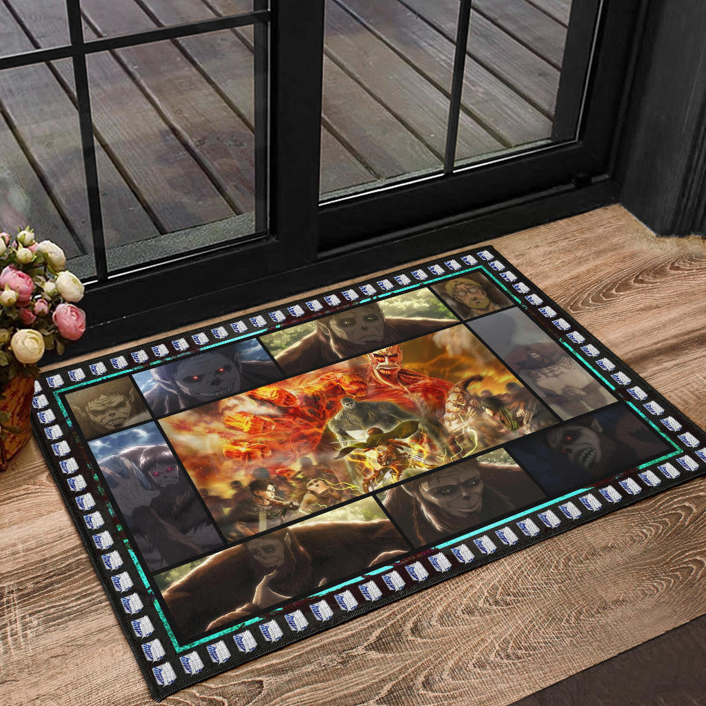 Beast Titan Vs Levi Attack On Titan Door Mat Anime Home Decor Custom For Fans NA032803