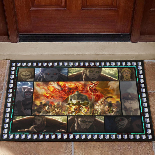 Beast Titan Vs Levi Attack On Titan Door Mat Anime Home Decor Custom For Fans NA032803