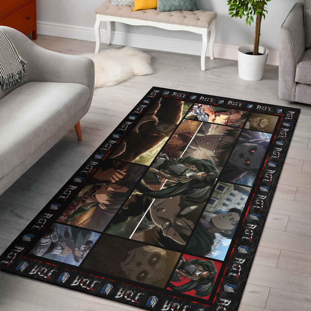 Beast Titan Vs Levi Attack On Titan Area Rug Anime Home Decor Custom For Fans NA032803