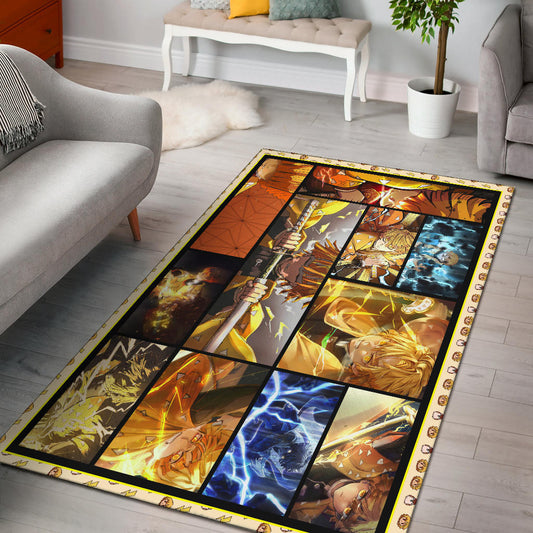 Zenitsu Agatsuma Demon Slayer Area Rug Anime Home Decor Custom For Fans NA031504