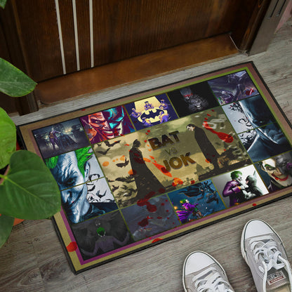 The Bat Man Vs Joker The Clown Door Mat Movie Home Decor Custom For Fans NT031101