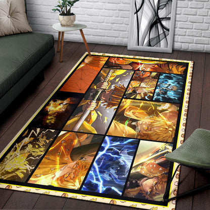 Zenitsu Agatsuma Demon Slayer Area Rug Anime Home Decor Custom For Fans NA031504