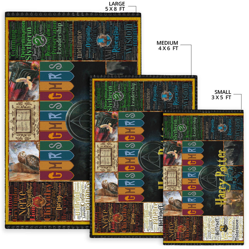 Hogwarts Houses GMRS Harry Potter Area Rug Movie Home Decor Custom For Fans NT031701