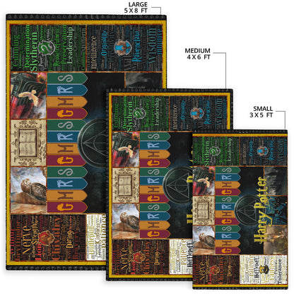 Hogwarts Houses GMRS Harry Potter Area Rug Movie Home Decor Custom For Fans NT031701