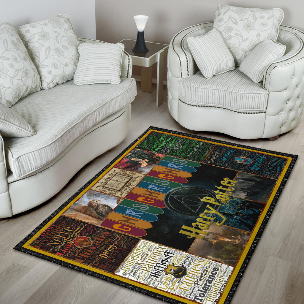 Hogwarts Houses GMRS Harry Potter Area Rug Movie Home Decor Custom For Fans NT031701