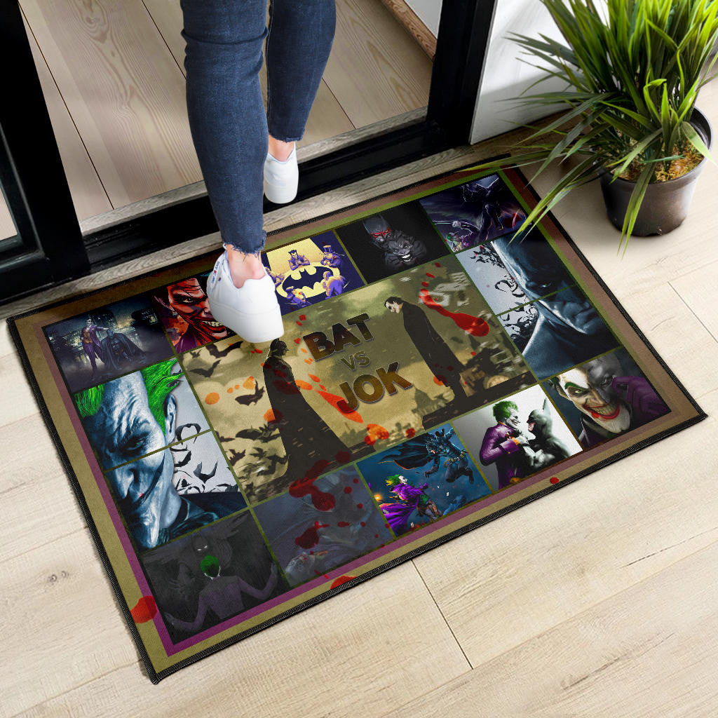 The Bat Man Vs Joker The Clown Door Mat Movie Home Decor Custom For Fans NT031101