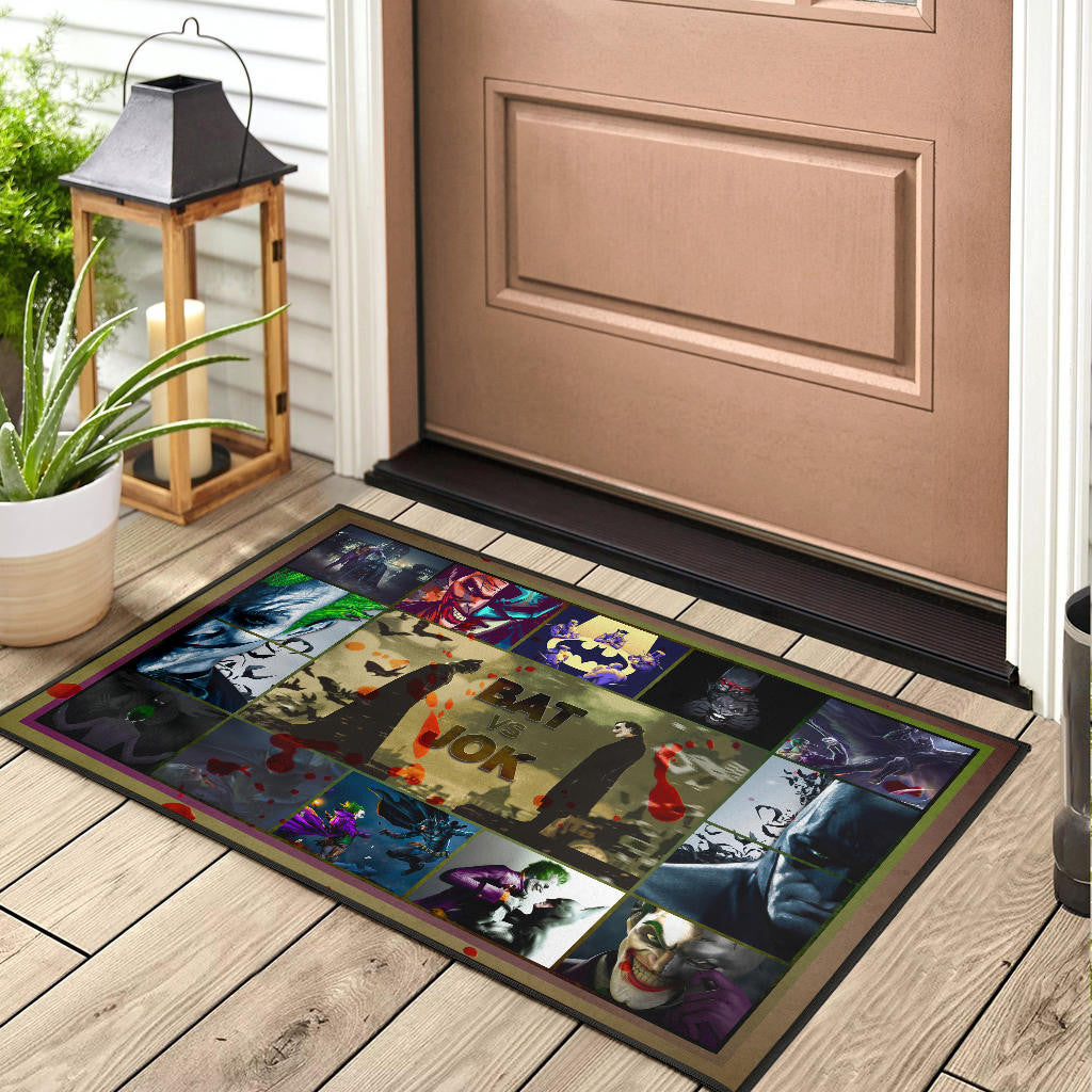 The Bat Man Vs Joker The Clown Door Mat Movie Home Decor Custom For Fans NT031101