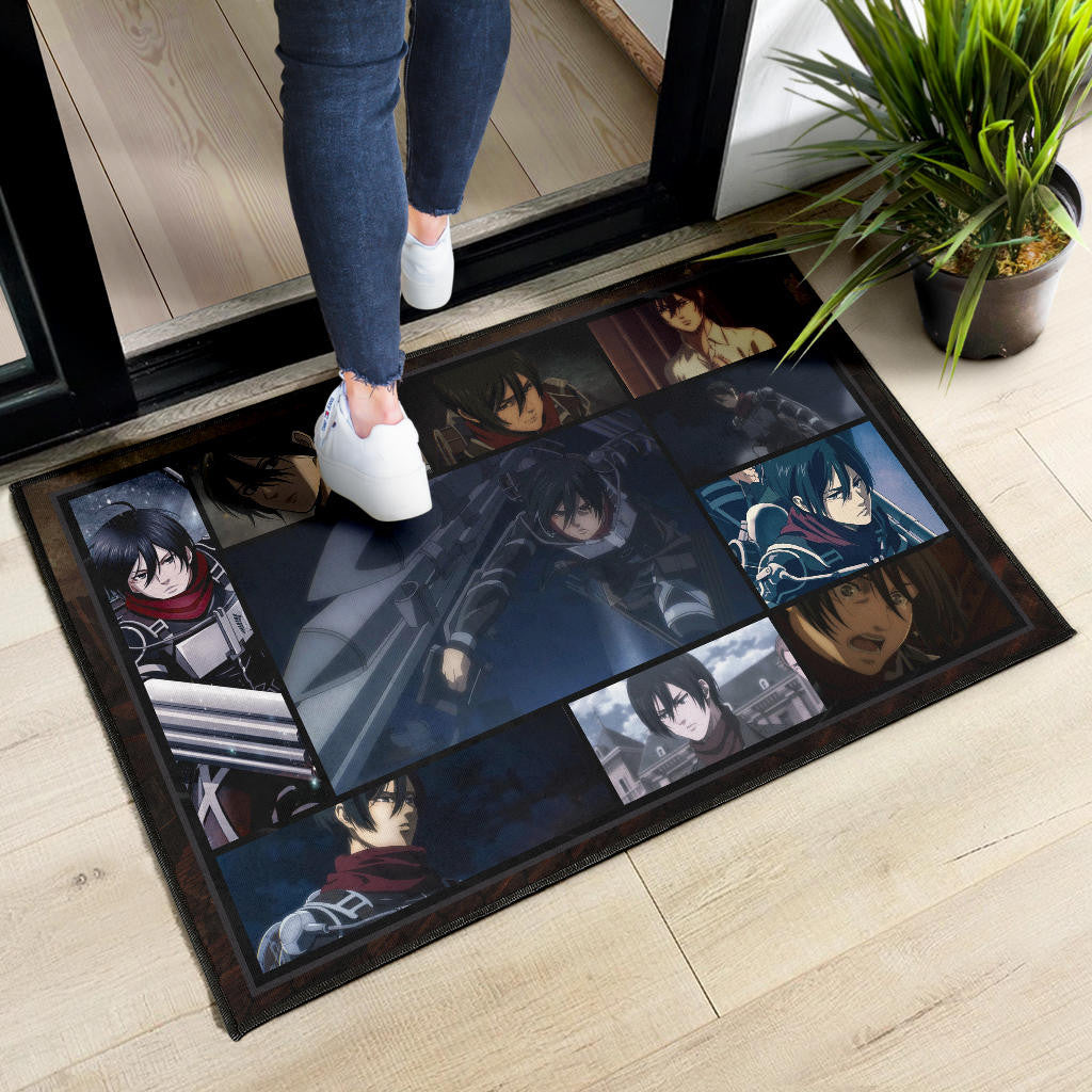 Mikasa Ackerman Attack On Titan Door Mat Anime Home Decor Custom For Fans NA031803