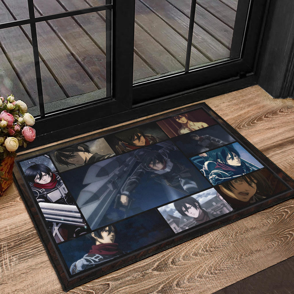 Mikasa Ackerman Attack On Titan Door Mat Anime Home Decor Custom For Fans NA031803