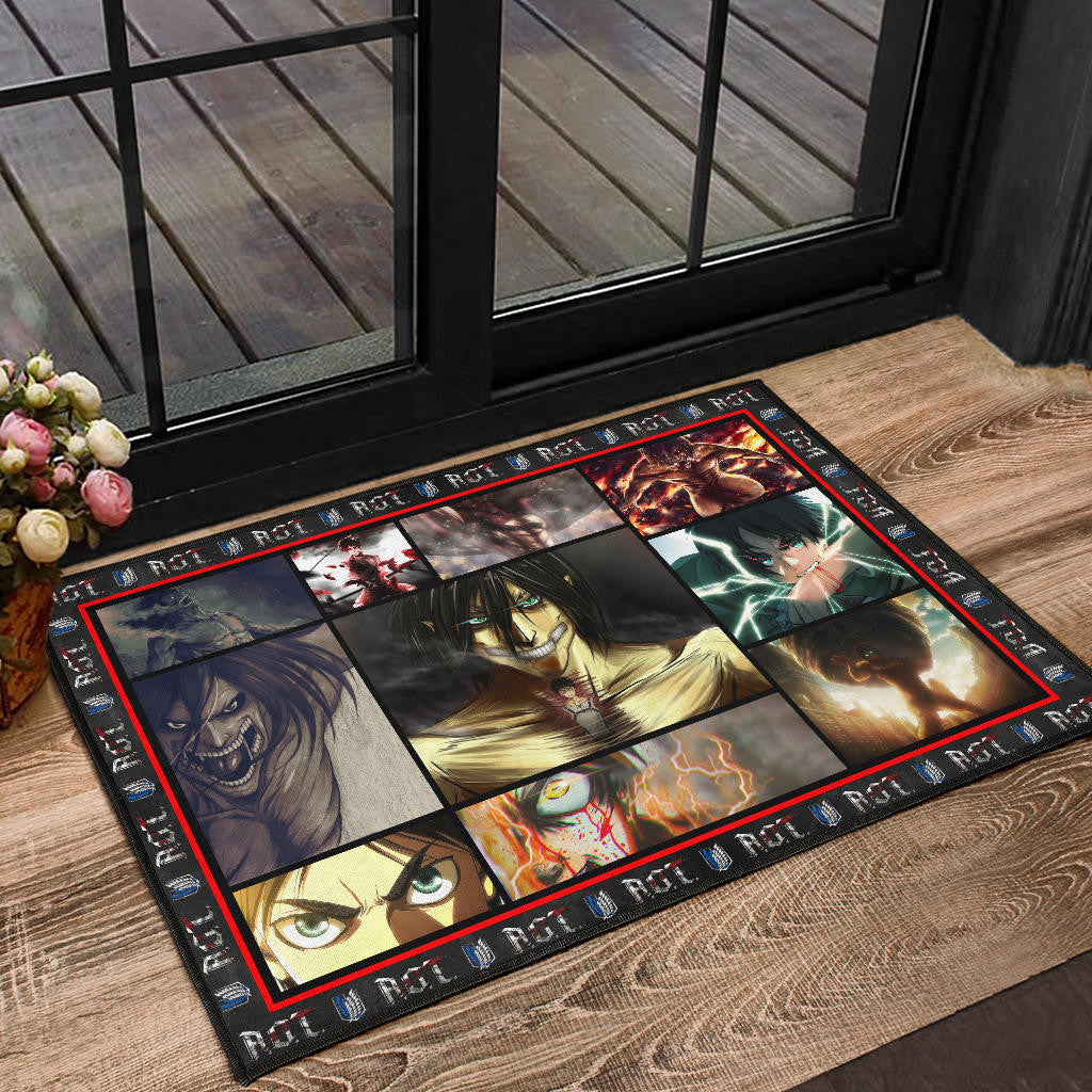 Eren Yeager Attack On Titan Door Mat Anime Home Decor Custom For Fans NA031801