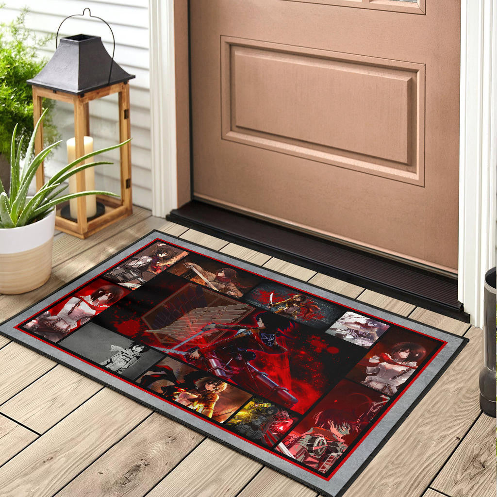Mikasa Ackerman Attack On Titan Door Mat Anime Home Decor Custom For Fans NA033101