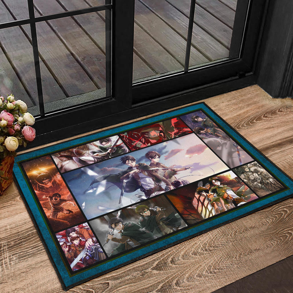 Eren And Levi  Attack On Titan Door Mat Anime Home Decor Custom For Fans NA033103