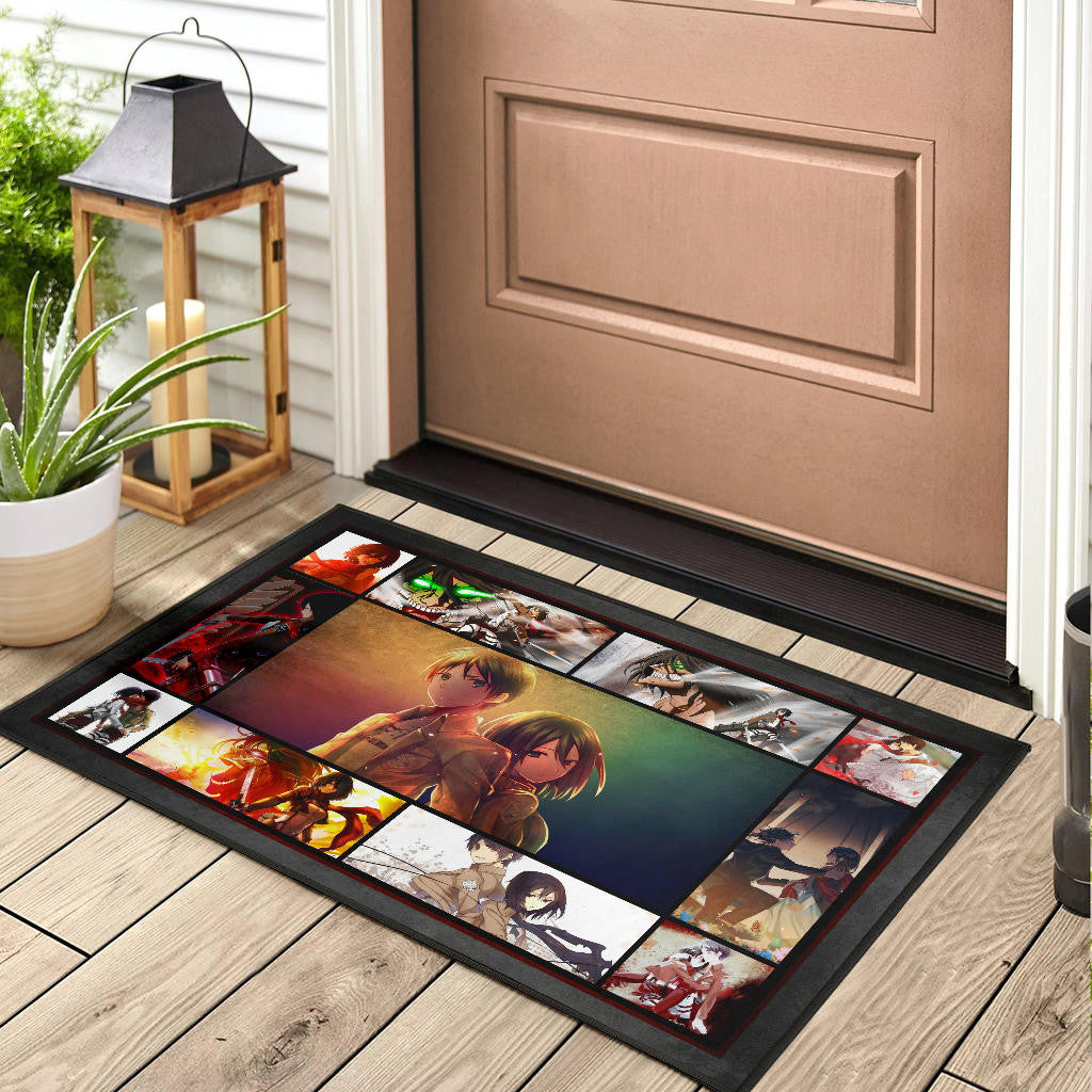 Eren And Mikasa Attack On Titan Door Mat Anime Home Decor Custom For Fans NA033104