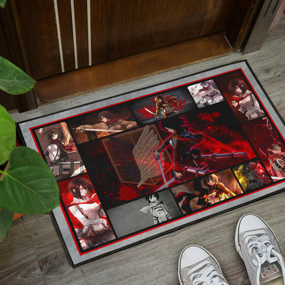 Mikasa Ackerman Attack On Titan Door Mat Anime Home Decor Custom For Fans NA033101