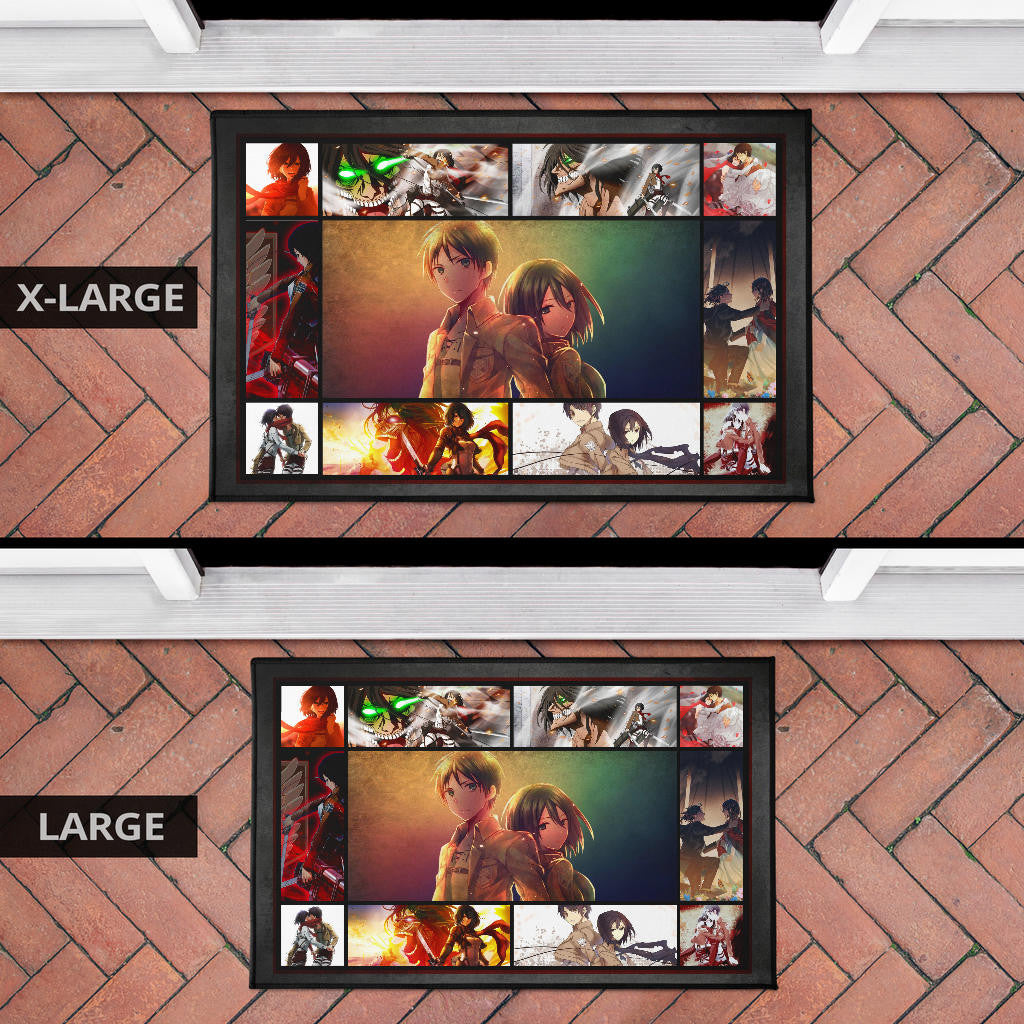 Eren And Mikasa Attack On Titan Door Mat Anime Home Decor Custom For Fans NA033104