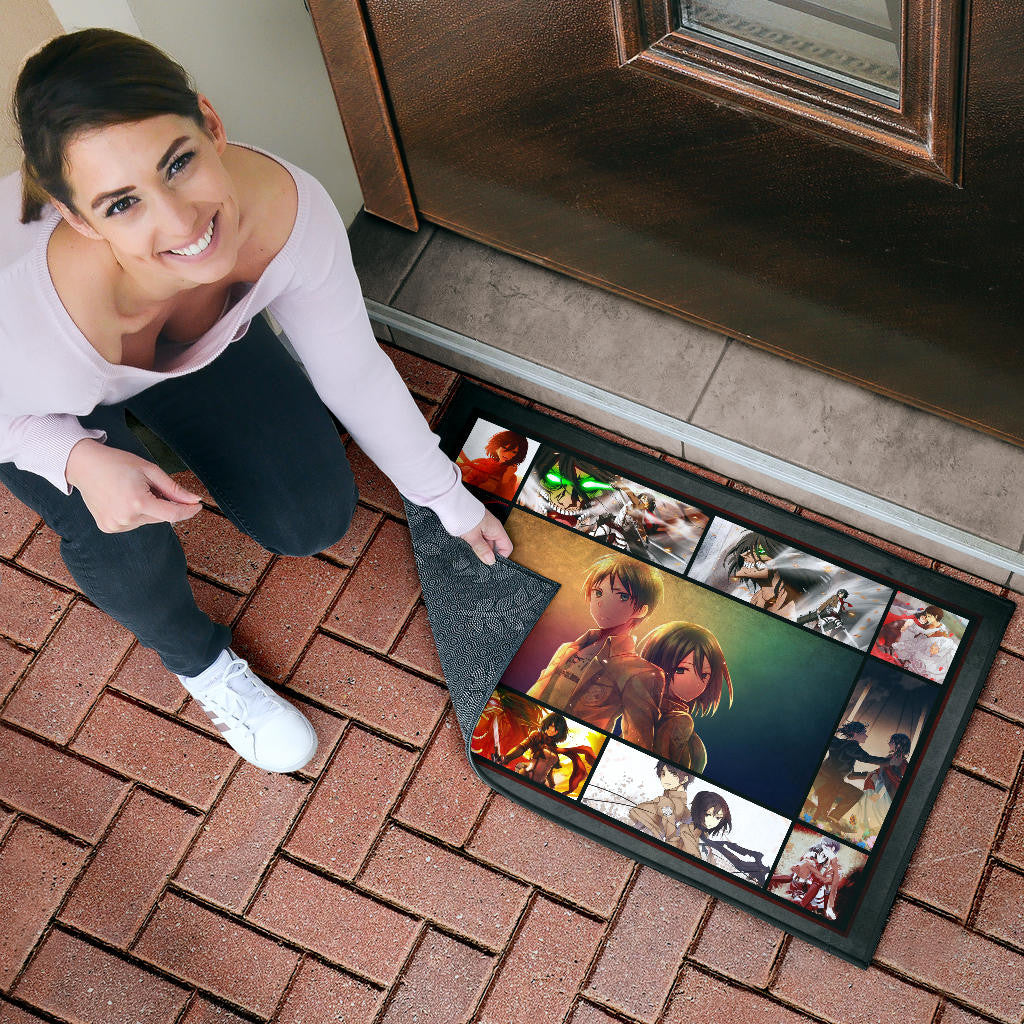 Eren And Mikasa Attack On Titan Door Mat Anime Home Decor Custom For Fans NA033104
