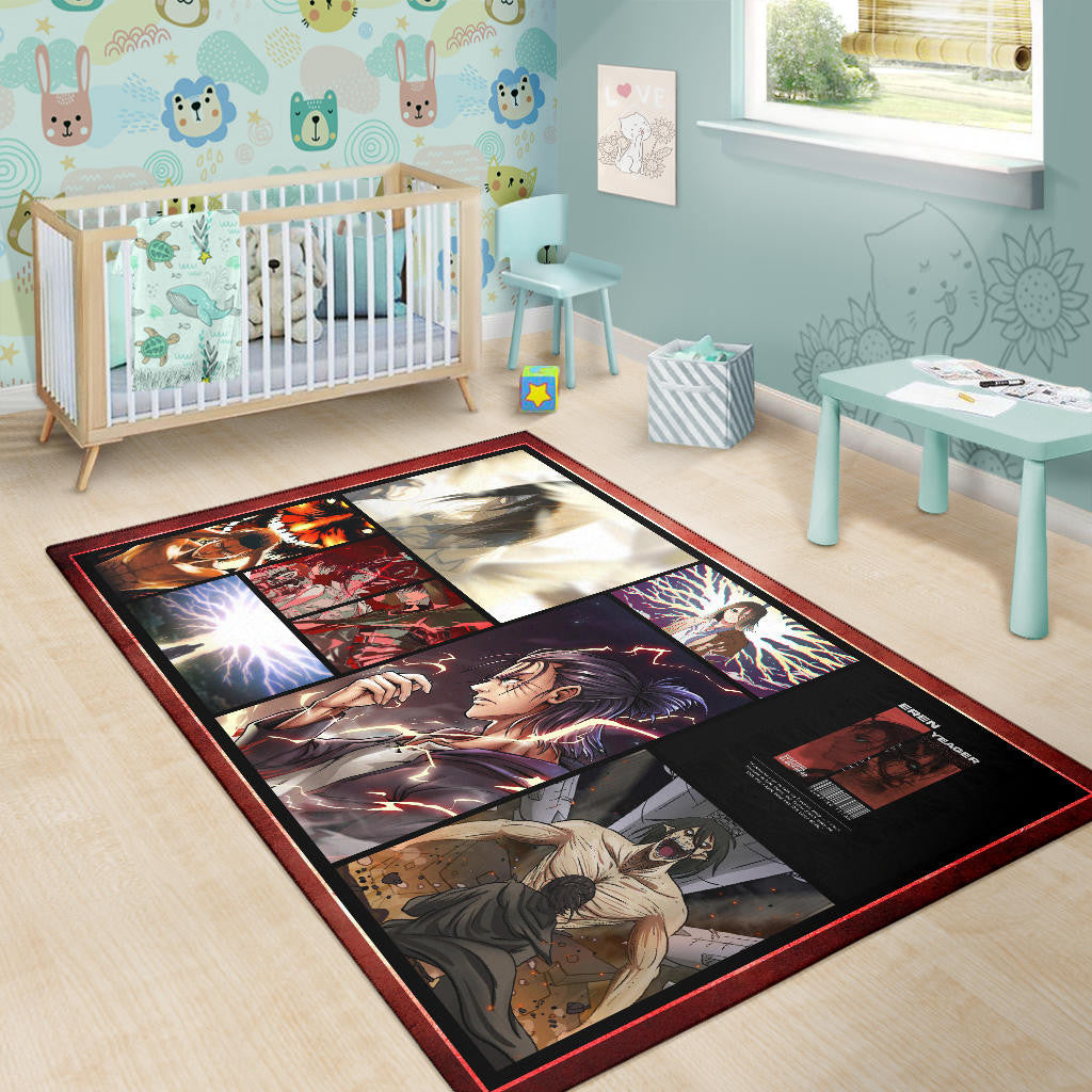 Eren Yeager Attack On Titan Area Rug Anime Home Decor Custom For Fans NA033102