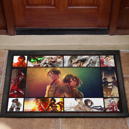 Eren And Mikasa Attack On Titan Door Mat Anime Home Decor Custom For Fans NA033104