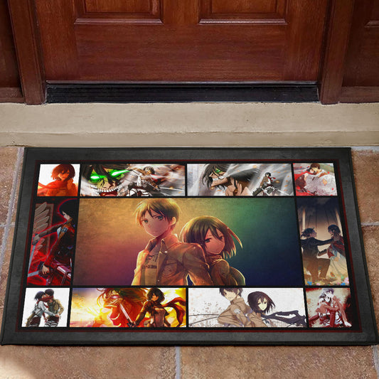 Eren And Mikasa Attack On Titan Door Mat Anime Home Decor Custom For Fans NA033104