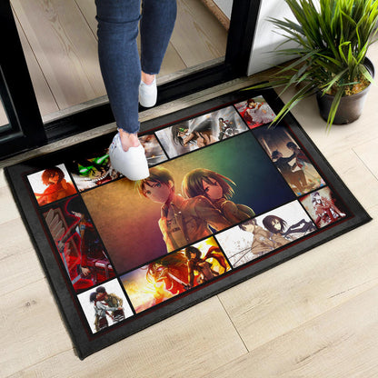 Eren And Mikasa Attack On Titan Door Mat Anime Home Decor Custom For Fans NA033104
