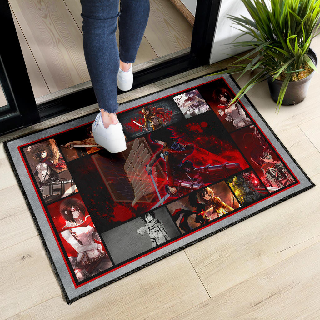 Mikasa Ackerman Attack On Titan Door Mat Anime Home Decor Custom For Fans NA033101