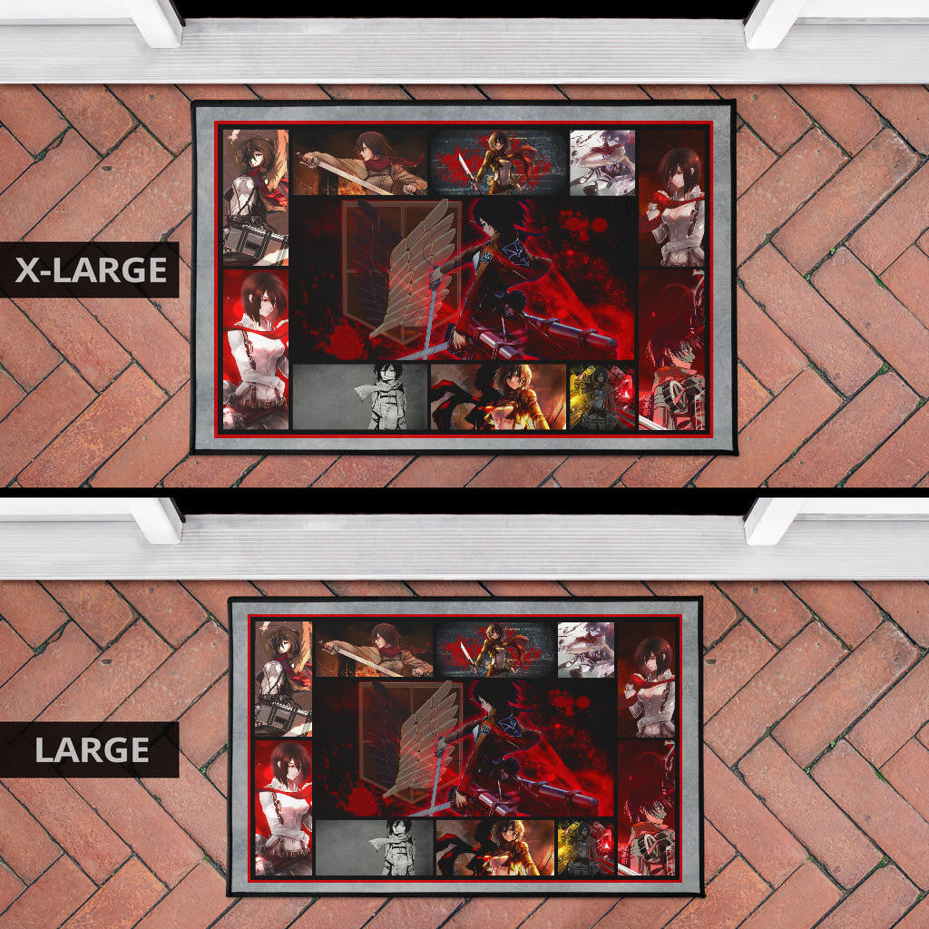 Mikasa Ackerman Attack On Titan Door Mat Anime Home Decor Custom For Fans NA033101