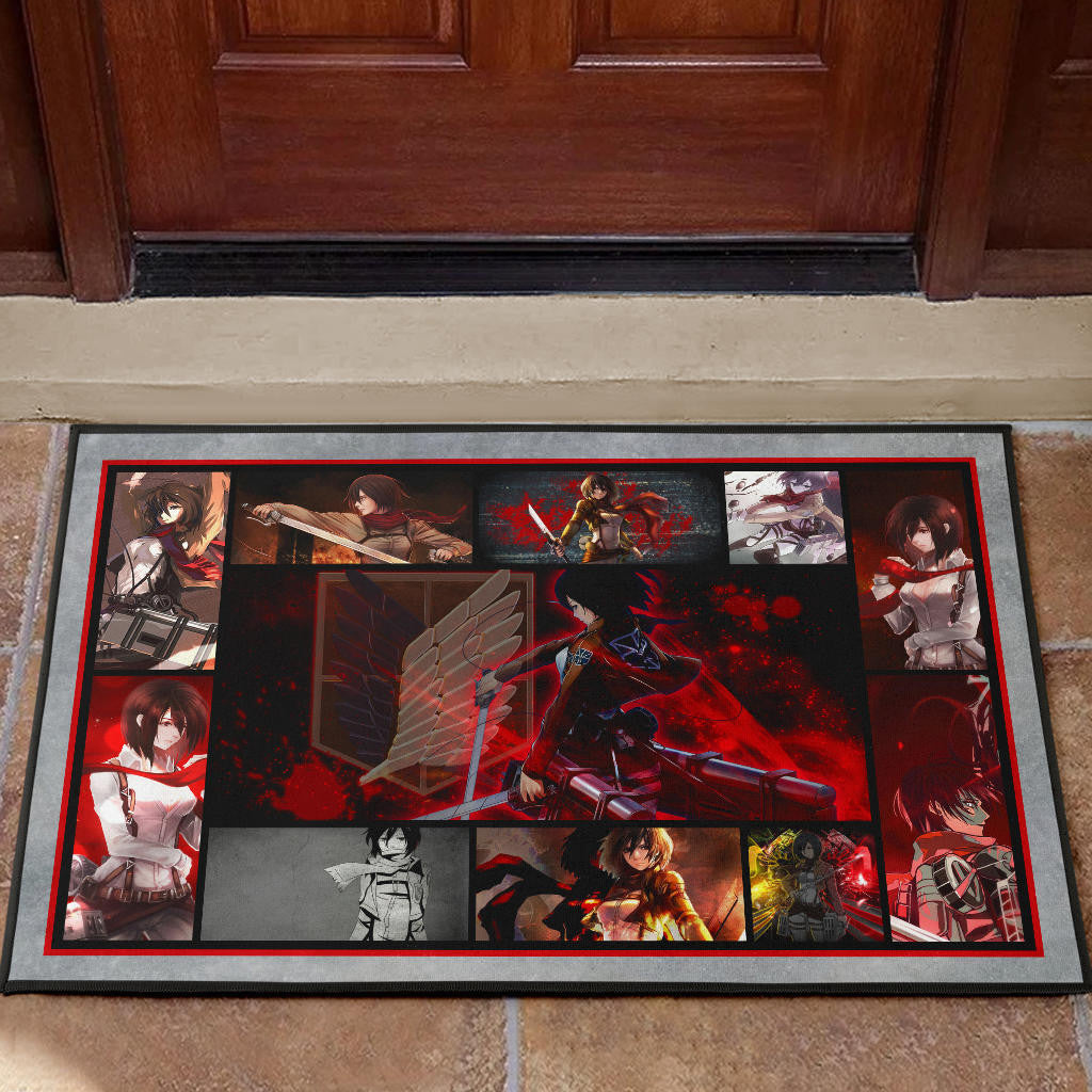 Mikasa Ackerman Attack On Titan Door Mat Anime Home Decor Custom For Fans NA033101