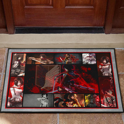 Mikasa Ackerman Attack On Titan Door Mat Anime Home Decor Custom For Fans NA033101