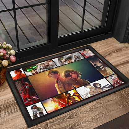 Eren And Mikasa Attack On Titan Door Mat Anime Home Decor Custom For Fans NA033104