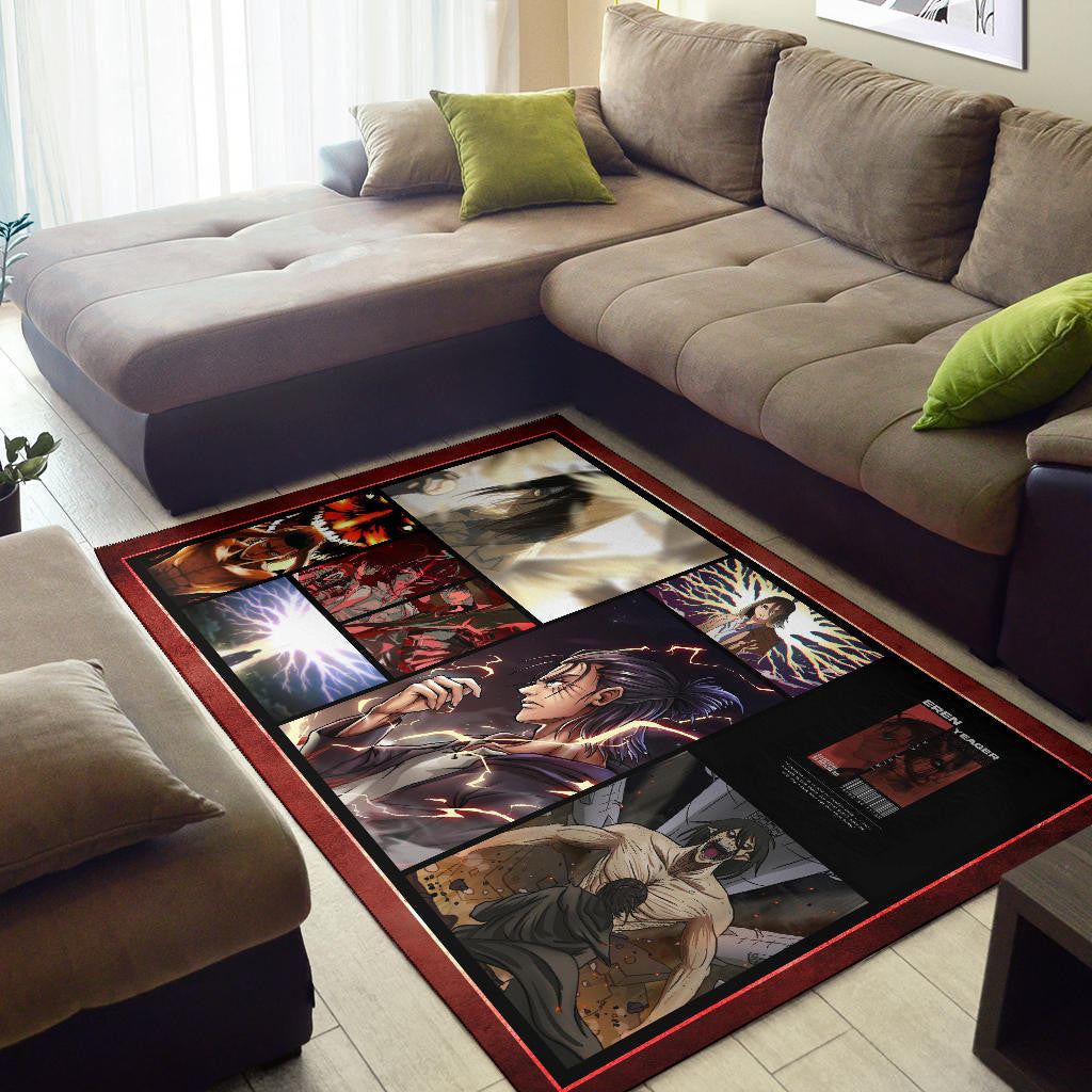 Eren Yeager Attack On Titan Area Rug Anime Home Decor Custom For Fans NA033102