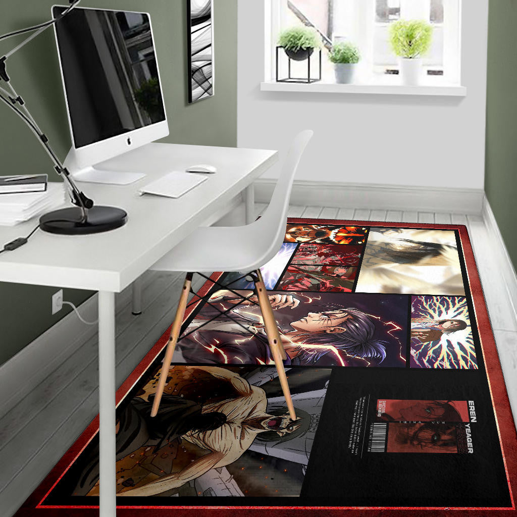Eren Yeager Attack On Titan Area Rug Anime Home Decor Custom For Fans NA033102