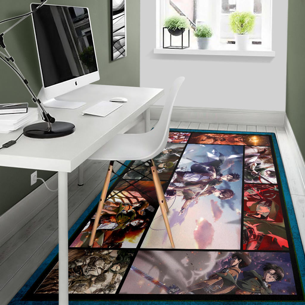 Eren And Levi  Attack On Titan Area Rug Anime Home Decor Custom For Fans NA033003