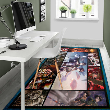 Eren And Levi  Attack On Titan Area Rug Anime Home Decor Custom For Fans NA033003