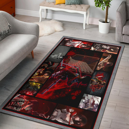 Mikasa Ackerman Attack On Titan Area Rug Anime Home Decor Custom For Fans NA033001