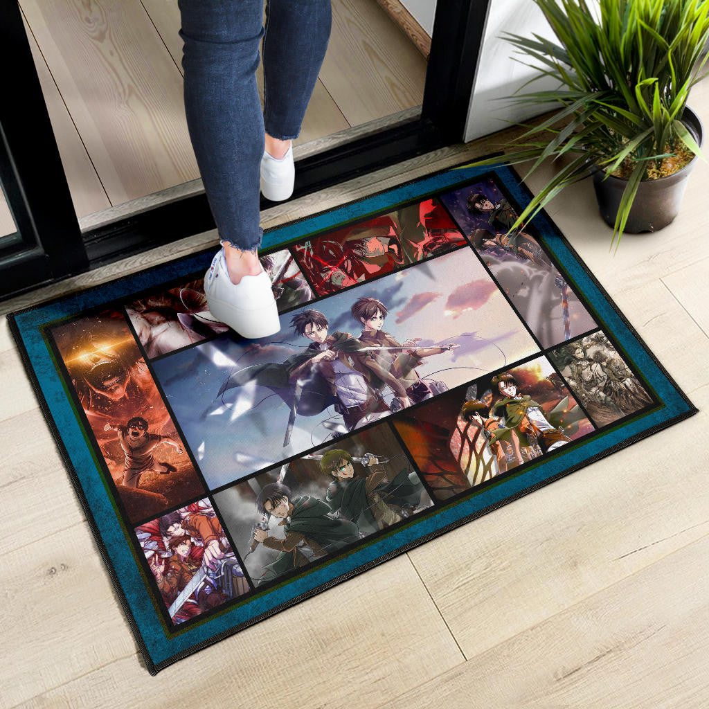 Eren And Levi  Attack On Titan Door Mat Anime Home Decor Custom For Fans NA033103