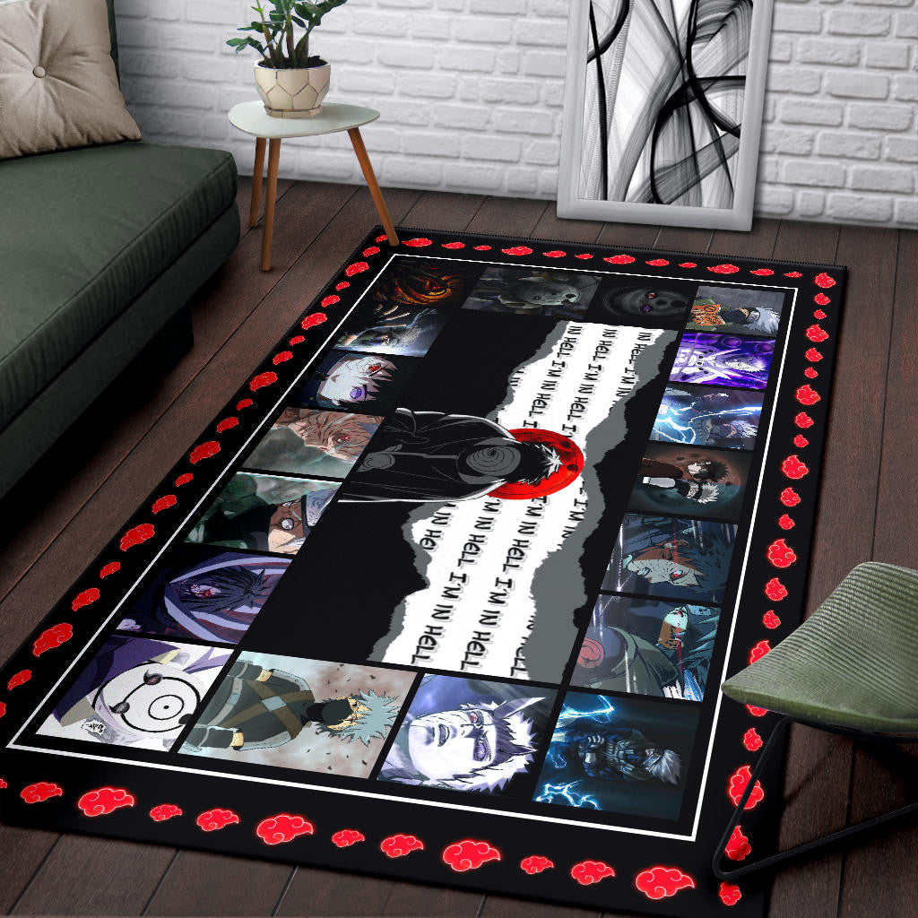 Obito Uchiha Vs Kakashi Hatake Naruto Area Rug Anime Home Decor Custom For Fans