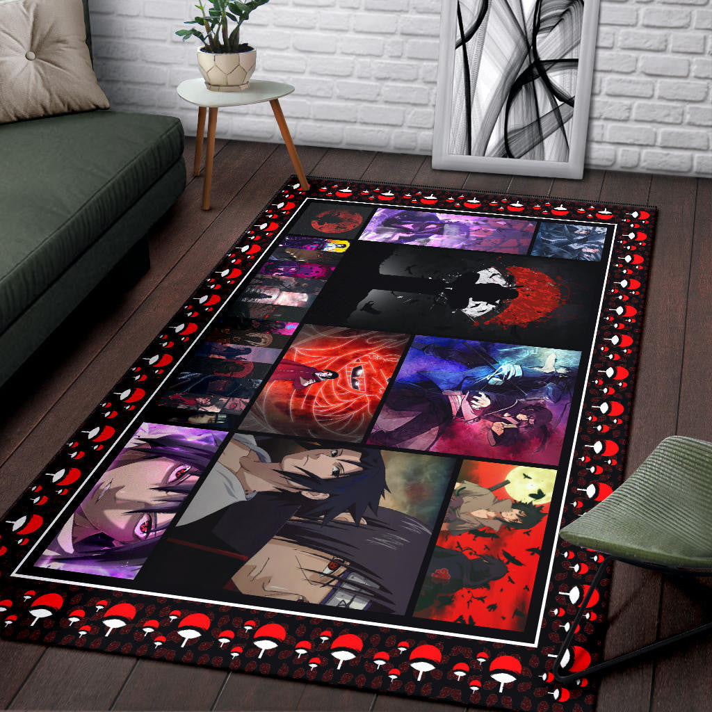 Itachi Vs Sasuke Uchiha Naruto Area Rug Anime Home Decor Custom For Fans NA030203