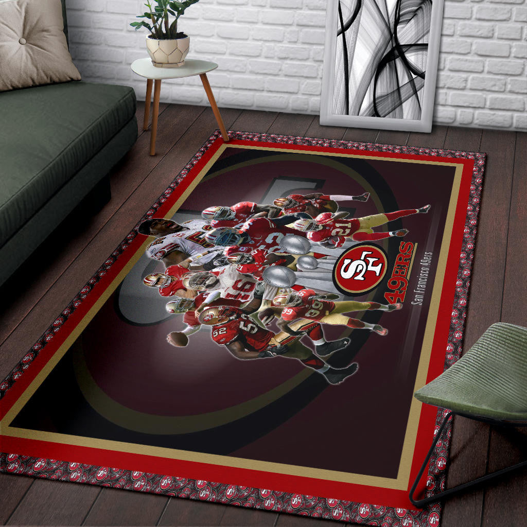 San Francisco Players 49ers Area Rug American Football Home Decor Custom For Fans