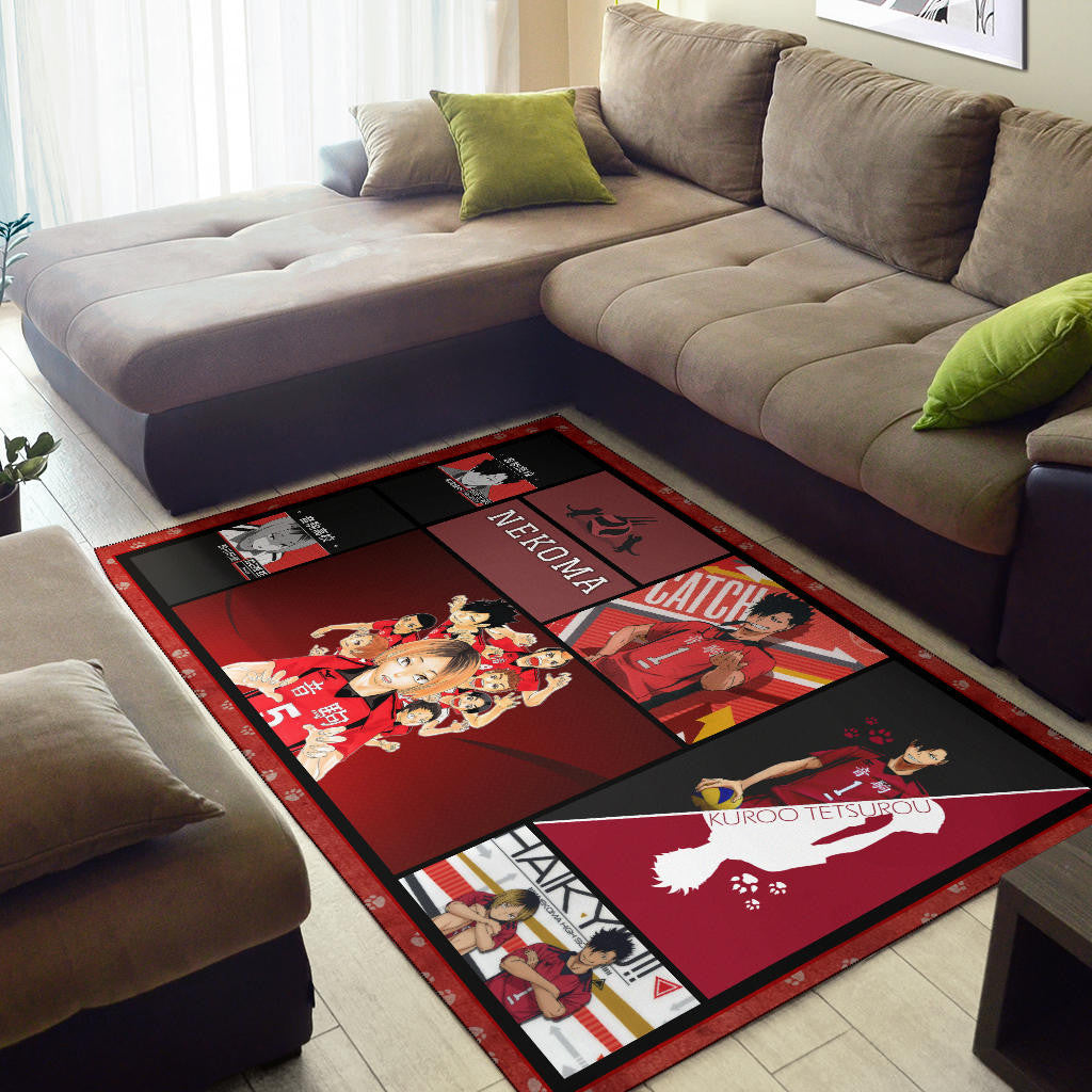 Tetsuro Kuroo And Kenma Kozume Fukurodani Haikyuu Area Rug Anime Home Decor Custom For Fans NA041304