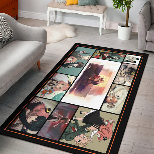 Loid Yor And Anya Forger Family Spy x Family Area Rug Anime Home Decor Custom For Fans NA042603