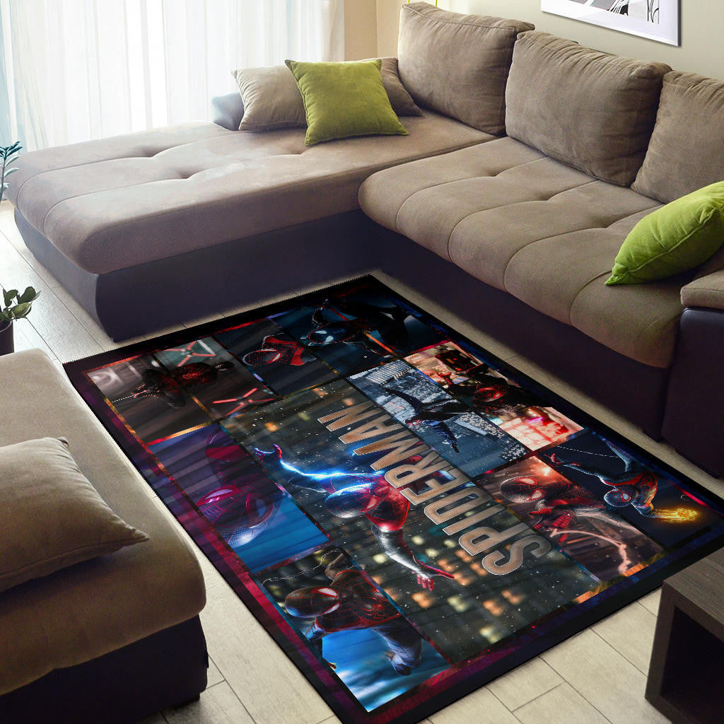 Spider Man Miles Gonzalo Morales Area Rug Movie Home Decor Custom For Fans NT042901