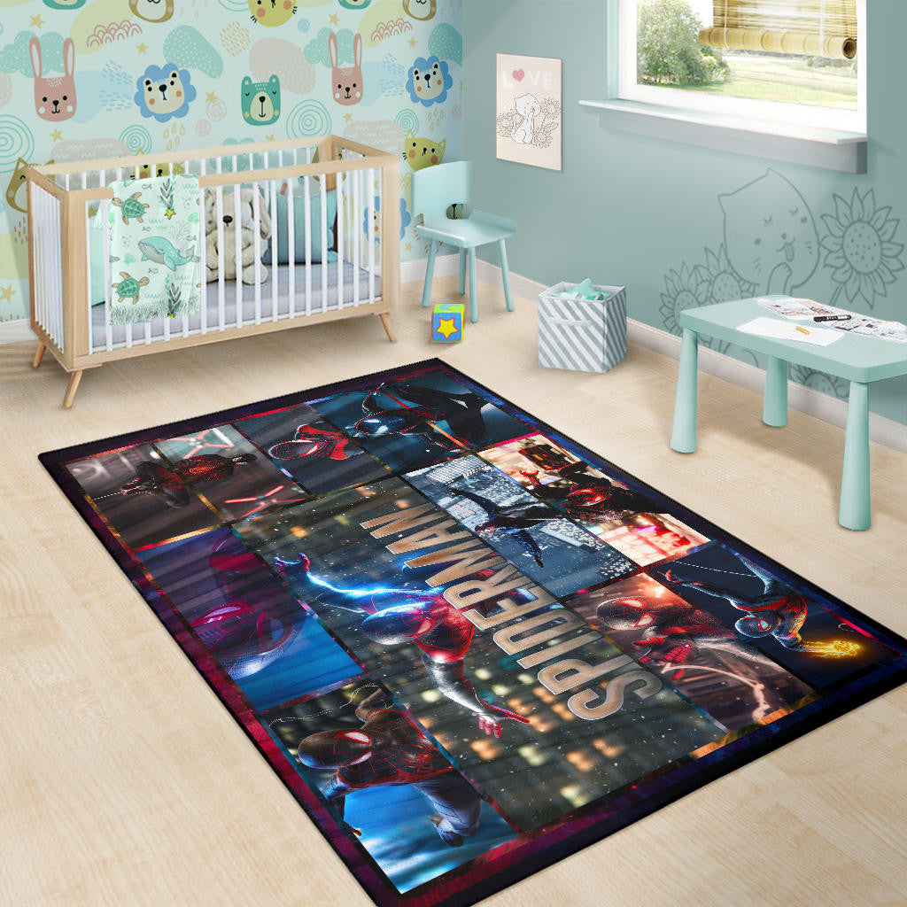 Spider Man Miles Gonzalo Morales Area Rug Movie Home Decor Custom For Fans NT042901