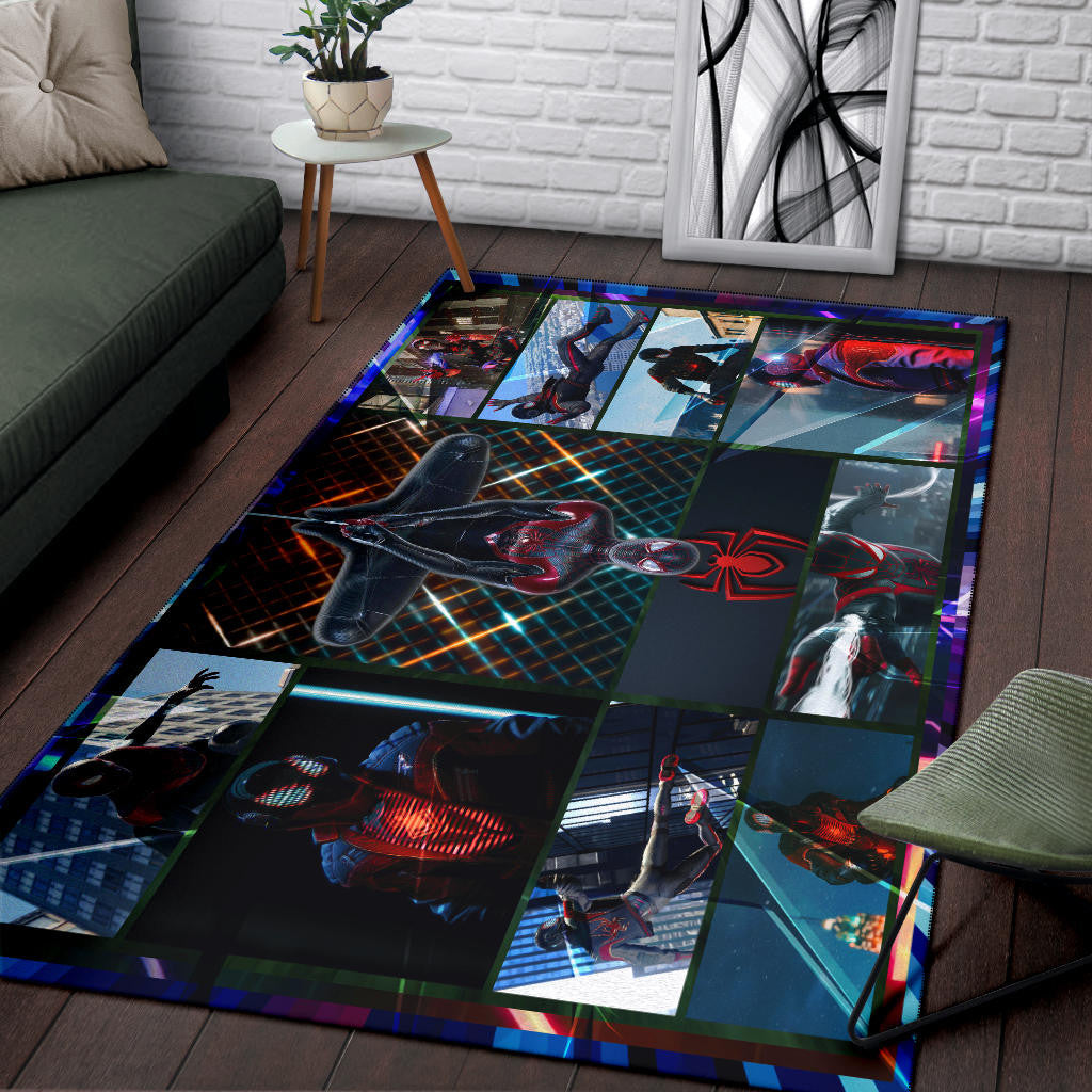 Spider Man Miles Gonzalo Morales Comic Area Rug Movie Home Decor Custom For Fans NT042802