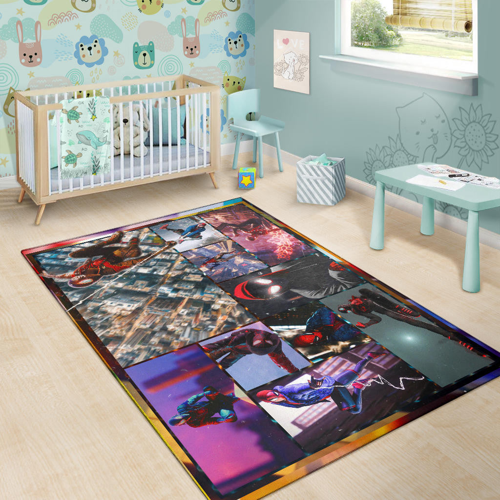 Spider Man Miles Gonzalo Morales Comic Area Rug Movie Home Decor Custom For Fans NT042801
