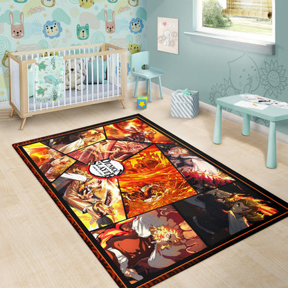 Kyojuro Rengoku Flame Hashira Demon Slayer Area Rug Anime Home Decor Custom For Fans NA051002