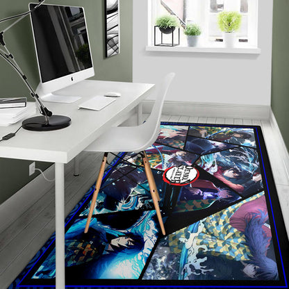 Giyu Tomioka Water Hashira Demon Slayer Area Rug Anime Home Decor Custom For Fans NA051103