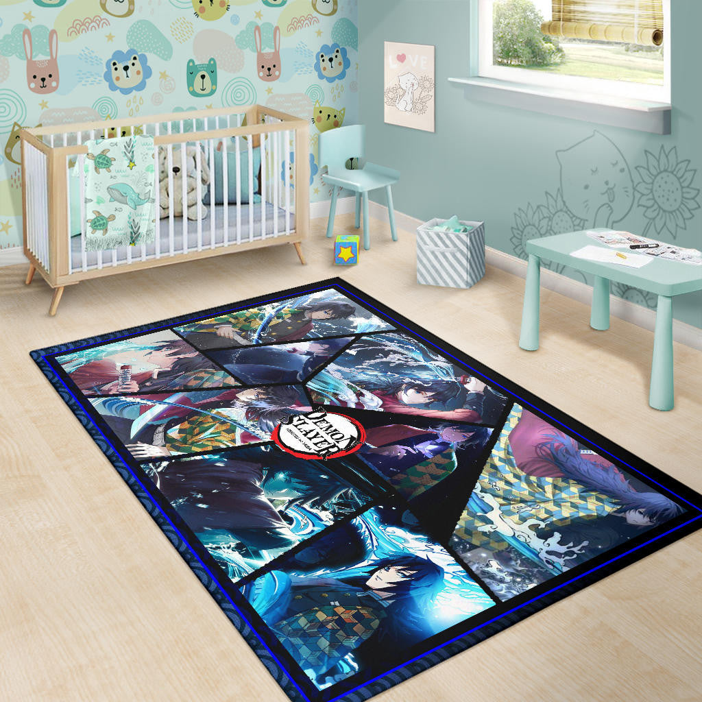 Giyu Tomioka Water Hashira Demon Slayer Area Rug Anime Home Decor Custom For Fans NA051103