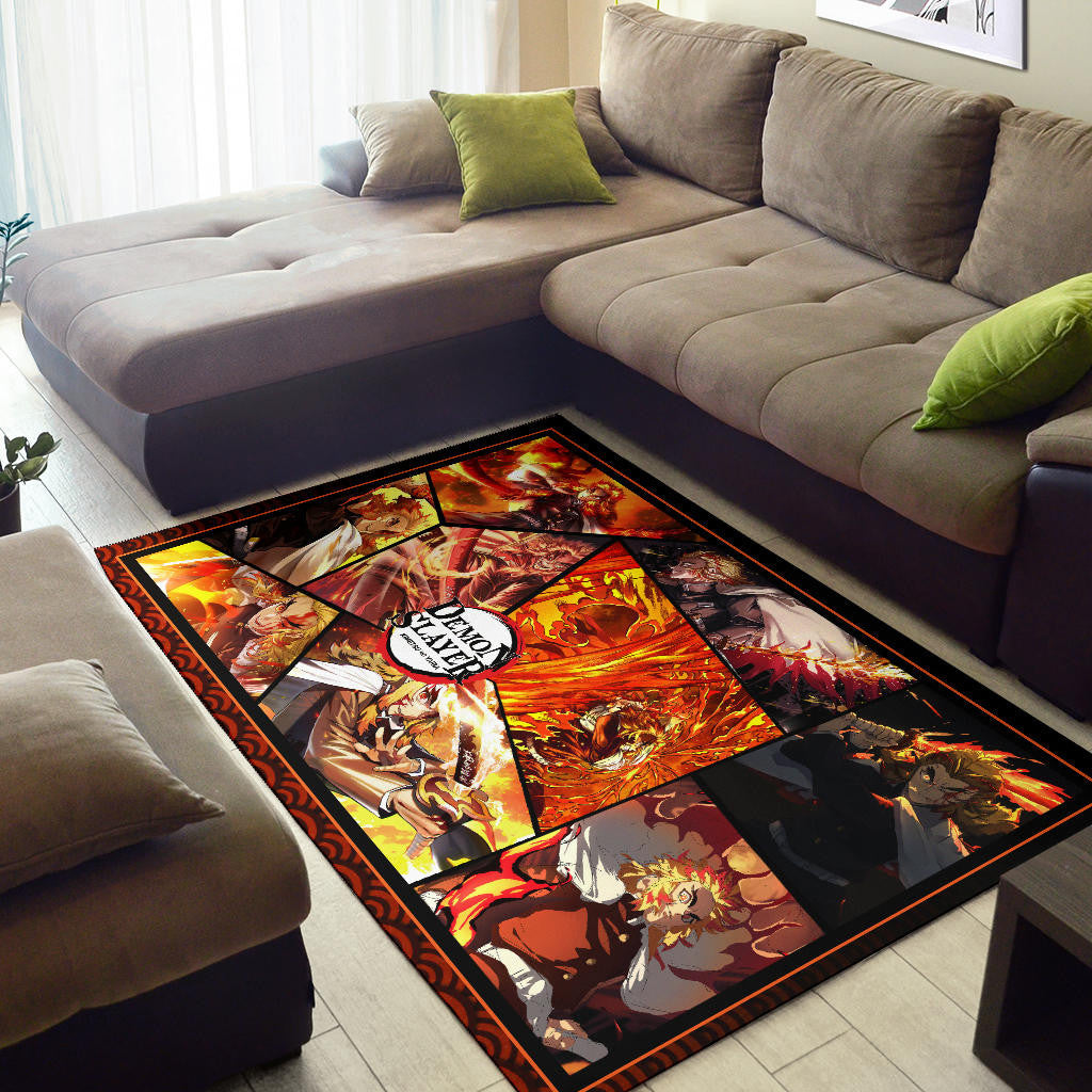 Kyojuro Rengoku Flame Hashira Demon Slayer Area Rug Anime Home Decor Custom For Fans NA051002